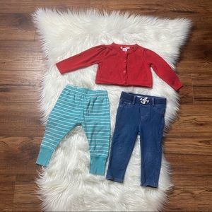 Girl’s Janie and Jack Red Cardigan/Two jumpsuit